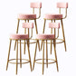 Glam Armless Backrest Counter Stool Iron Cushion Bar Stool with and Pedal Pink 4 Piece Set Clearhalo 'Bar Furniture' 'Bar Stools' 'bar_stools' 'furn' 'furn_bar_stools' 'Furniture' 'furniture_bar_stools' 'Kitchen & Dining Furniture' 5018164