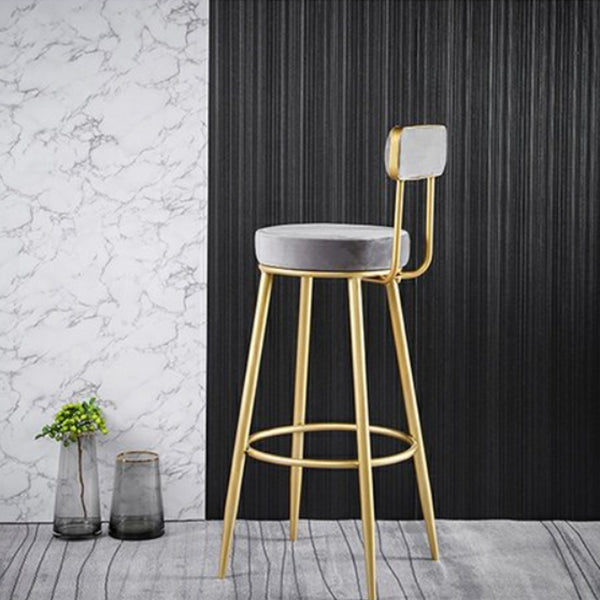 Glam Armless Backrest Counter Stool Iron Cushion Bar Stool with and Pedal Clearhalo 'Bar Furniture' 'Bar Stools' 'bar_stools' 'furn' 'furn_bar_stools' 'Furniture' 'furniture_bar_stools' 'Kitchen & Dining Furniture' 5018165