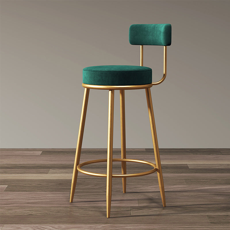 Glam Armless Backrest Counter Stool Iron Cushion Bar Stool with and Pedal Clearhalo 'Bar Furniture' 'Bar Stools' 'bar_stools' 'furn' 'furn_bar_stools' 'Furniture' 'furniture_bar_stools' 'Kitchen & Dining Furniture' 5018166