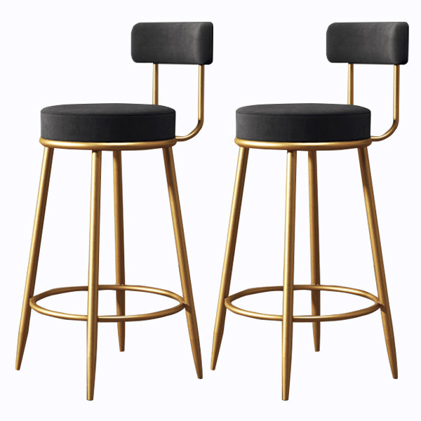 Glam Armless Backrest Counter Stool Iron Cushion Bar Stool with and Pedal Black 2 Piece Set Clearhalo 'Bar Furniture' 'Bar Stools' 'bar_stools' 'furn' 'furn_bar_stools' 'Furniture' 'furniture_bar_stools' 'Kitchen & Dining Furniture' 5018171