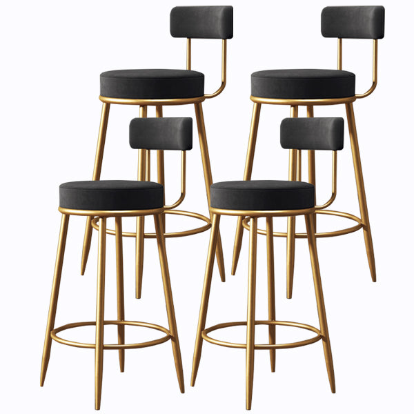 Glam Armless Backrest Counter Stool Iron Cushion Bar Stool with and Pedal Black 4 Piece Set Clearhalo 'Bar Furniture' 'Bar Stools' 'bar_stools' 'furn' 'furn_bar_stools' 'Furniture' 'furniture_bar_stools' 'Kitchen & Dining Furniture' 5018172