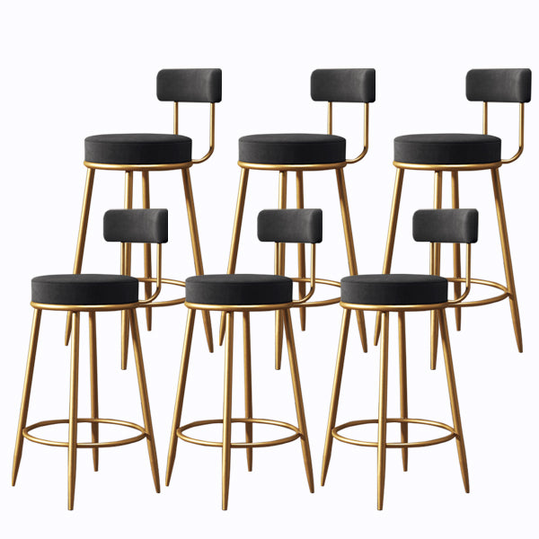 Glam Armless Backrest Counter Stool Iron Cushion Bar Stool with and Pedal Black 6 Piece Set Clearhalo 'Bar Furniture' 'Bar Stools' 'bar_stools' 'furn' 'furn_bar_stools' 'Furniture' 'furniture_bar_stools' 'Kitchen & Dining Furniture' 5018174
