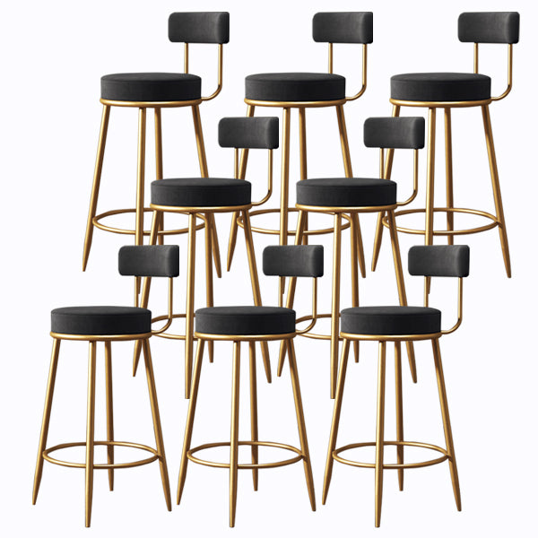 Glam Armless Backrest Counter Stool Iron Cushion Bar Stool with and Pedal Black 8 Piece Set Clearhalo 'Bar Furniture' 'Bar Stools' 'bar_stools' 'furn' 'furn_bar_stools' 'Furniture' 'furniture_bar_stools' 'Kitchen & Dining Furniture' 5018176