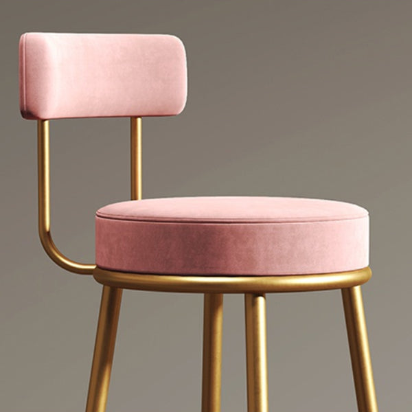 Glam Armless Backrest Counter Stool Iron Cushion Bar Stool with and Pedal Clearhalo 'Bar Furniture' 'Bar Stools' 'bar_stools' 'furn' 'furn_bar_stools' 'Furniture' 'furniture_bar_stools' 'Kitchen & Dining Furniture' 5018178