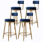 Glam Armless Backrest Counter Stool Iron Cushion Bar Stool with and Pedal Blue 4 Piece Set Clearhalo 'Bar Furniture' 'Bar Stools' 'bar_stools' 'furn' 'furn_bar_stools' 'Furniture' 'furniture_bar_stools' 'Kitchen & Dining Furniture' 5018181