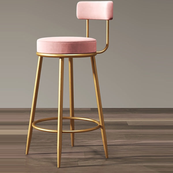 Glam Armless Backrest Counter Stool Iron Cushion Bar Stool with and Pedal Clearhalo 'Bar Furniture' 'Bar Stools' 'bar_stools' 'furn' 'furn_bar_stools' 'Furniture' 'furniture_bar_stools' 'Kitchen & Dining Furniture' 5018182