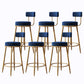 Glam Armless Backrest Counter Stool Iron Cushion Bar Stool with and Pedal Blue 6 Piece Set Clearhalo 'Bar Furniture' 'Bar Stools' 'bar_stools' 'furn' 'furn_bar_stools' 'Furniture' 'furniture_bar_stools' 'Kitchen & Dining Furniture' 5018183