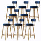 Glam Armless Backrest Counter Stool Iron Cushion Bar Stool with and Pedal Blue 8 Piece Set Clearhalo 'Bar Furniture' 'Bar Stools' 'bar_stools' 'furn' 'furn_bar_stools' 'Furniture' 'furniture_bar_stools' 'Kitchen & Dining Furniture' 5018184