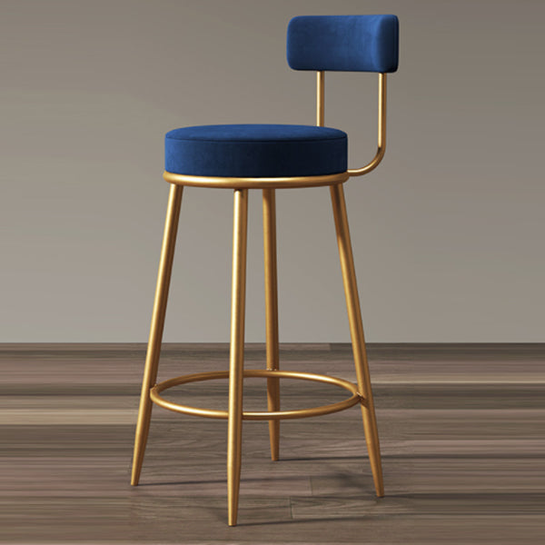 Glam Armless Backrest Counter Stool Iron Cushion Bar Stool with and Pedal Clearhalo 'Bar Furniture' 'Bar Stools' 'bar_stools' 'furn' 'furn_bar_stools' 'Furniture' 'furniture_bar_stools' 'Kitchen & Dining Furniture' 5018186