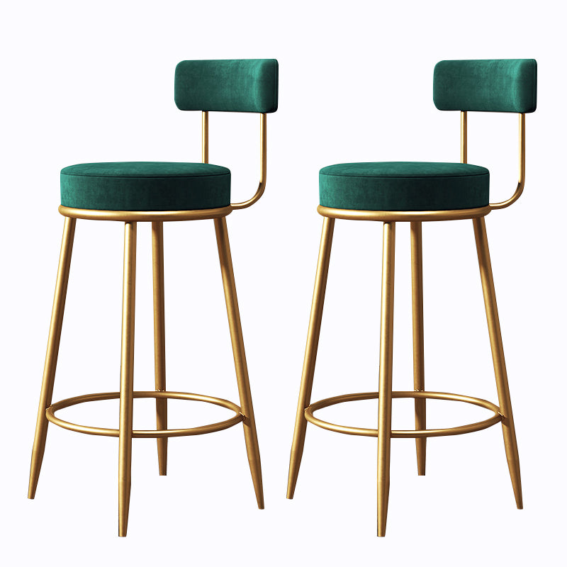 Glam Armless Backrest Counter Stool Iron Cushion Bar Stool with and Pedal Blackish Green 2 Piece Set Clearhalo 'Bar Furniture' 'Bar Stools' 'bar_stools' 'furn' 'furn_bar_stools' 'Furniture' 'furniture_bar_stools' 'Kitchen & Dining Furniture' 5018187