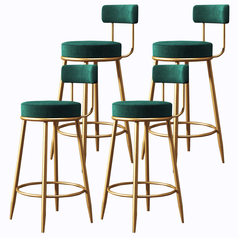 Glam Armless Backrest Counter Stool Iron Cushion Bar Stool with and Pedal Blackish Green 4 Piece Set Clearhalo 'Bar Furniture' 'Bar Stools' 'bar_stools' 'furn' 'furn_bar_stools' 'Furniture' 'furniture_bar_stools' 'Kitchen & Dining Furniture' 5018188