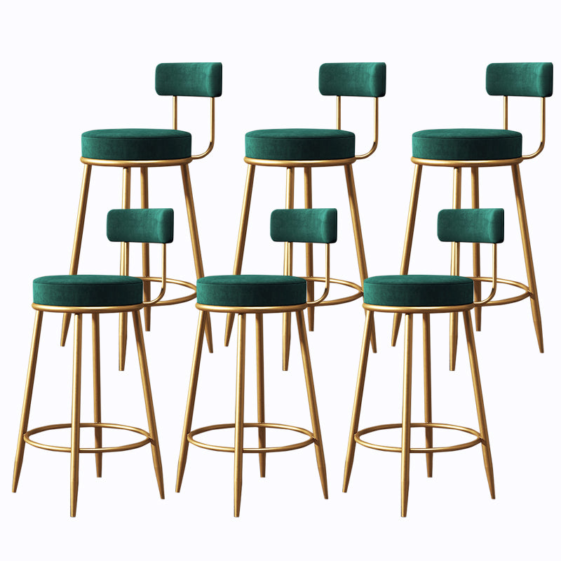 Glam Armless Backrest Counter Stool Iron Cushion Bar Stool with and Pedal Blackish Green 6 Piece Set Clearhalo 'Bar Furniture' 'Bar Stools' 'bar_stools' 'furn' 'furn_bar_stools' 'Furniture' 'furniture_bar_stools' 'Kitchen & Dining Furniture' 5018189