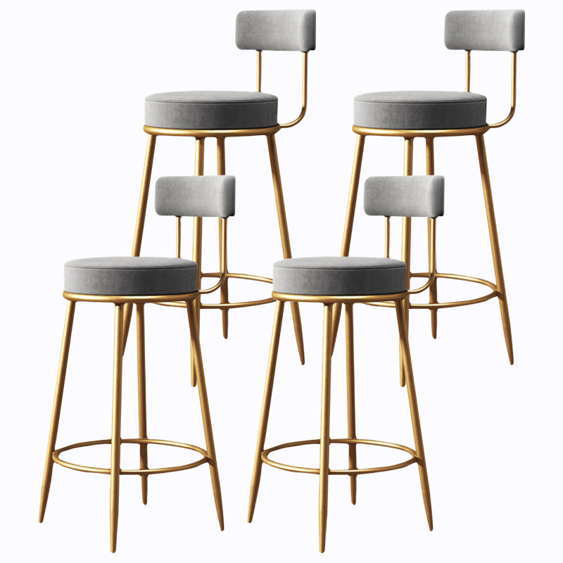 Glam Armless Backrest Counter Stool Iron Cushion Bar Stool with and Pedal Grey 4 Piece Set Clearhalo 'Bar Furniture' 'Bar Stools' 'bar_stools' 'furn' 'furn_bar_stools' 'Furniture' 'furniture_bar_stools' 'Kitchen & Dining Furniture' 5018192