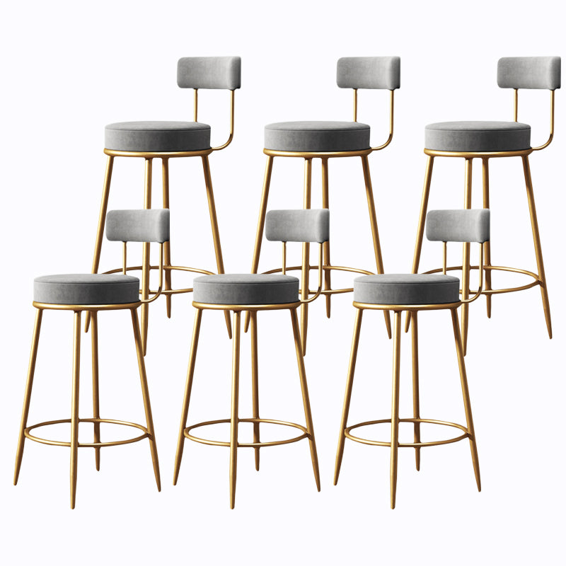 Glam Armless Backrest Counter Stool Iron Cushion Bar Stool with and Pedal Grey 6 Piece Set Clearhalo 'Bar Furniture' 'Bar Stools' 'bar_stools' 'furn' 'furn_bar_stools' 'Furniture' 'furniture_bar_stools' 'Kitchen & Dining Furniture' 5018193