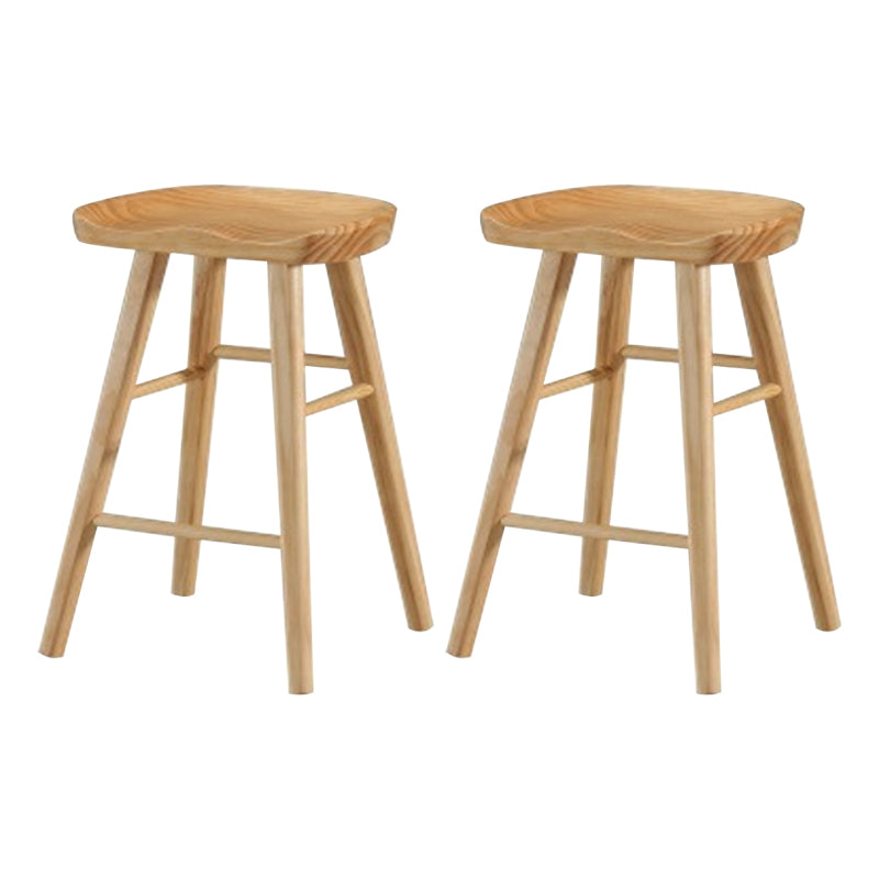 Modern Armless Counter Stool Pine Wood Cafe Bar Stool with Wooden Seat and Pedal Natural 2 Piece Set Short Stool(22"H) Clearhalo 'Bar Furniture' 'Bar Stools' 'bar_stools' 'furn' 'furn_bar_stools' 'Furniture' 'furniture_bar_stools' 'Kitchen & Dining Furniture' 5018200