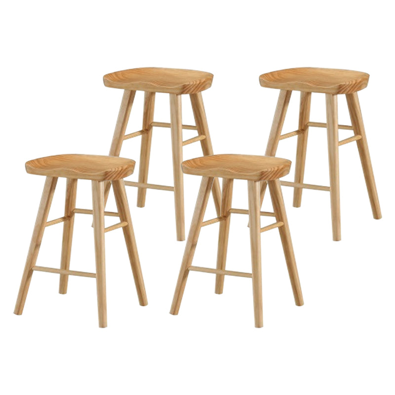 Modern Armless Counter Stool Pine Wood Cafe Bar Stool with Wooden Seat and Pedal Natural 4 Piece Set Short Stool(22"H) Clearhalo 'Bar Furniture' 'Bar Stools' 'bar_stools' 'furn' 'furn_bar_stools' 'Furniture' 'furniture_bar_stools' 'Kitchen & Dining Furniture' 5018202