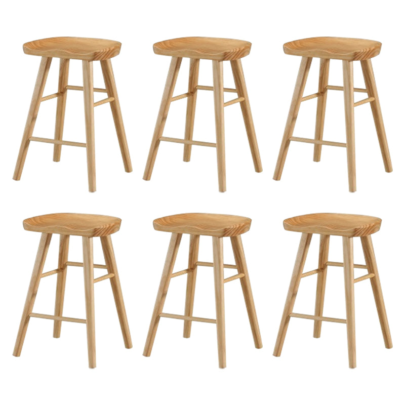 Modern Armless Counter Stool Pine Wood Cafe Bar Stool with Wooden Seat and Pedal Natural 6 Piece Set Short Stool(22"H) Clearhalo 'Bar Furniture' 'Bar Stools' 'bar_stools' 'furn' 'furn_bar_stools' 'Furniture' 'furniture_bar_stools' 'Kitchen & Dining Furniture' 5018203