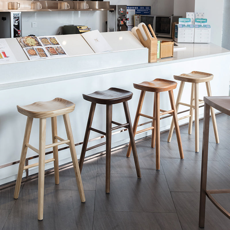 Modern Armless Counter Stool Pine Wood Cafe Bar Stool with Wooden Seat and Pedal Clearhalo 'Bar Furniture' 'Bar Stools' 'bar_stools' 'furn' 'furn_bar_stools' 'Furniture' 'furniture_bar_stools' 'Kitchen & Dining Furniture' 5018204