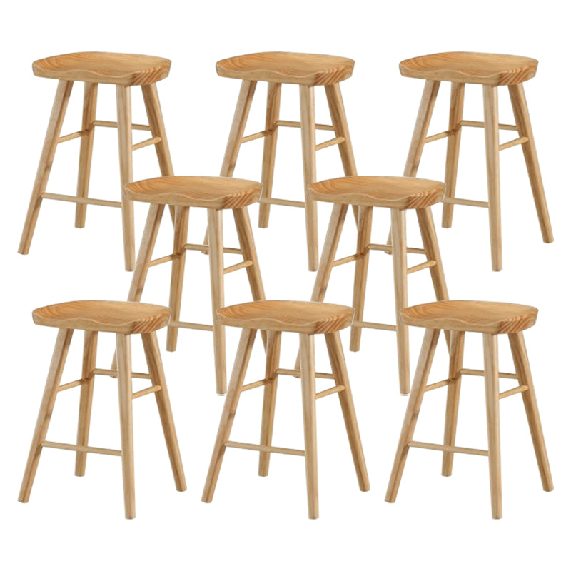 Modern Armless Counter Stool Pine Wood Cafe Bar Stool with Wooden Seat and Pedal Natural 8 Piece Set Short Stool(22"H) Clearhalo 'Bar Furniture' 'Bar Stools' 'bar_stools' 'furn' 'furn_bar_stools' 'Furniture' 'furniture_bar_stools' 'Kitchen & Dining Furniture' 5018205