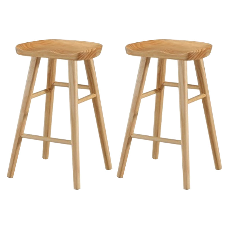 Modern Armless Counter Stool Pine Wood Cafe Bar Stool with Wooden Seat and Pedal Natural 2 Piece Set Counter Stool(26"H) Clearhalo 'Bar Furniture' 'Bar Stools' 'bar_stools' 'furn' 'furn_bar_stools' 'Furniture' 'furniture_bar_stools' 'Kitchen & Dining Furniture' 5018207