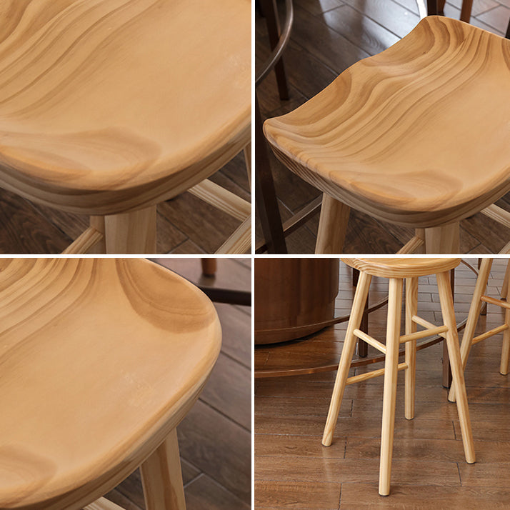 Modern Armless Counter Stool Pine Wood Cafe Bar Stool with Wooden Seat and Pedal Clearhalo 'Bar Furniture' 'Bar Stools' 'bar_stools' 'furn' 'furn_bar_stools' 'Furniture' 'furniture_bar_stools' 'Kitchen & Dining Furniture' 5018209