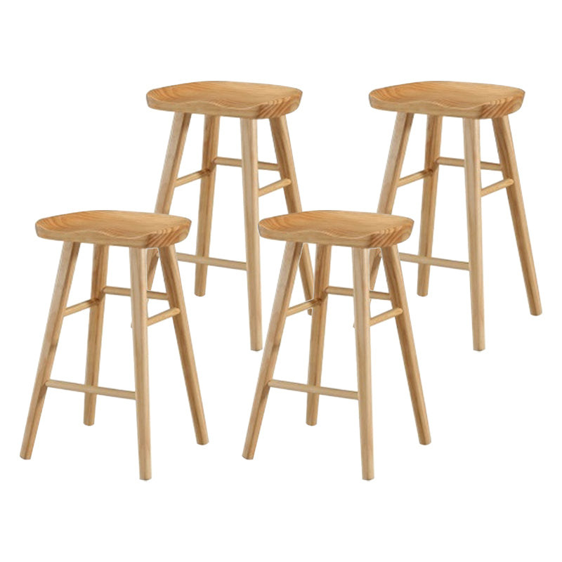 Modern Armless Counter Stool Pine Wood Cafe Bar Stool with Wooden Seat and Pedal Natural 4 Piece Set Counter Stool(26"H) Clearhalo 'Bar Furniture' 'Bar Stools' 'bar_stools' 'furn' 'furn_bar_stools' 'Furniture' 'furniture_bar_stools' 'Kitchen & Dining Furniture' 5018210
