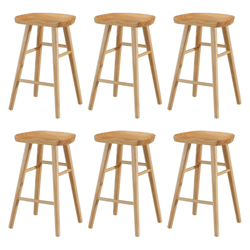 Modern Armless Counter Stool Pine Wood Cafe Bar Stool with Wooden Seat and Pedal Natural 6 Piece Set Counter Stool(26"H) Clearhalo 'Bar Furniture' 'Bar Stools' 'bar_stools' 'furn' 'furn_bar_stools' 'Furniture' 'furniture_bar_stools' 'Kitchen & Dining Furniture' 5018212