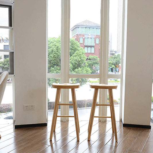 Modern Armless Counter Stool Pine Wood Cafe Bar Stool with Wooden Seat and Pedal Clearhalo 'Bar Furniture' 'Bar Stools' 'bar_stools' 'furn' 'furn_bar_stools' 'Furniture' 'furniture_bar_stools' 'Kitchen & Dining Furniture' 5018213