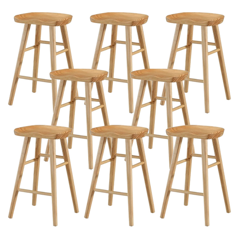 Modern Armless Counter Stool Pine Wood Cafe Bar Stool with Wooden Seat and Pedal Natural 8 Piece Set Counter Stool(26"H) Clearhalo 'Bar Furniture' 'Bar Stools' 'bar_stools' 'furn' 'furn_bar_stools' 'Furniture' 'furniture_bar_stools' 'Kitchen & Dining Furniture' 5018214