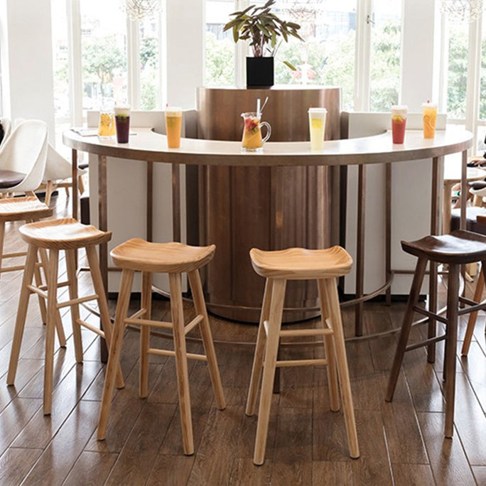 Modern Armless Counter Stool Pine Wood Cafe Bar Stool with Wooden Seat and Pedal Clearhalo 'Bar Furniture' 'Bar Stools' 'bar_stools' 'furn' 'furn_bar_stools' 'Furniture' 'furniture_bar_stools' 'Kitchen & Dining Furniture' 5018215