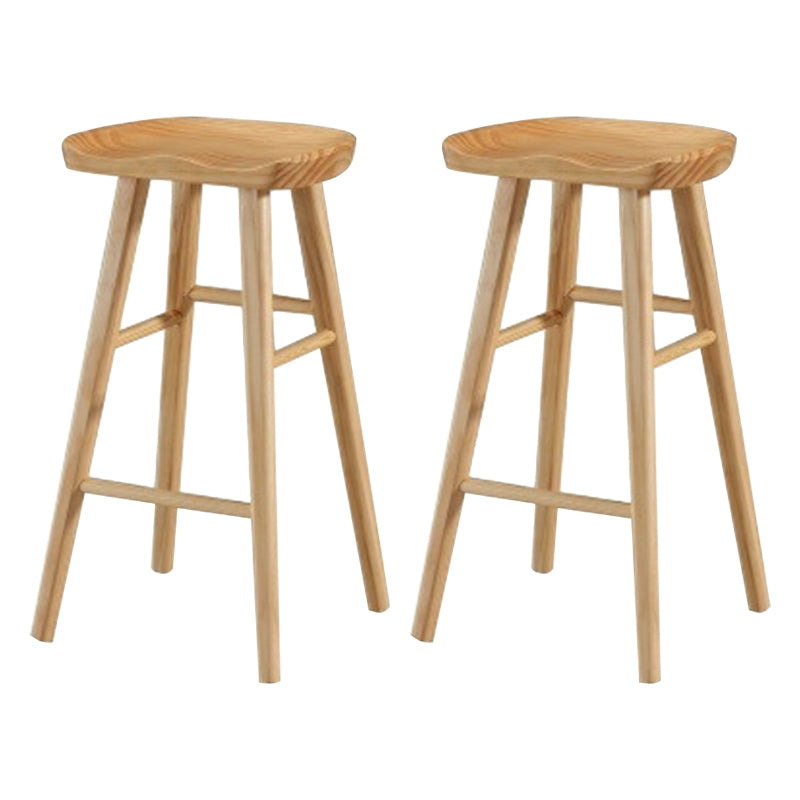 Modern Armless Counter Stool Pine Wood Cafe Bar Stool with Wooden Seat and Pedal Natural 2 Piece Set Bar Stool(30"H) Clearhalo 'Bar Furniture' 'Bar Stools' 'bar_stools' 'furn' 'furn_bar_stools' 'Furniture' 'furniture_bar_stools' 'Kitchen & Dining Furniture' 5018216