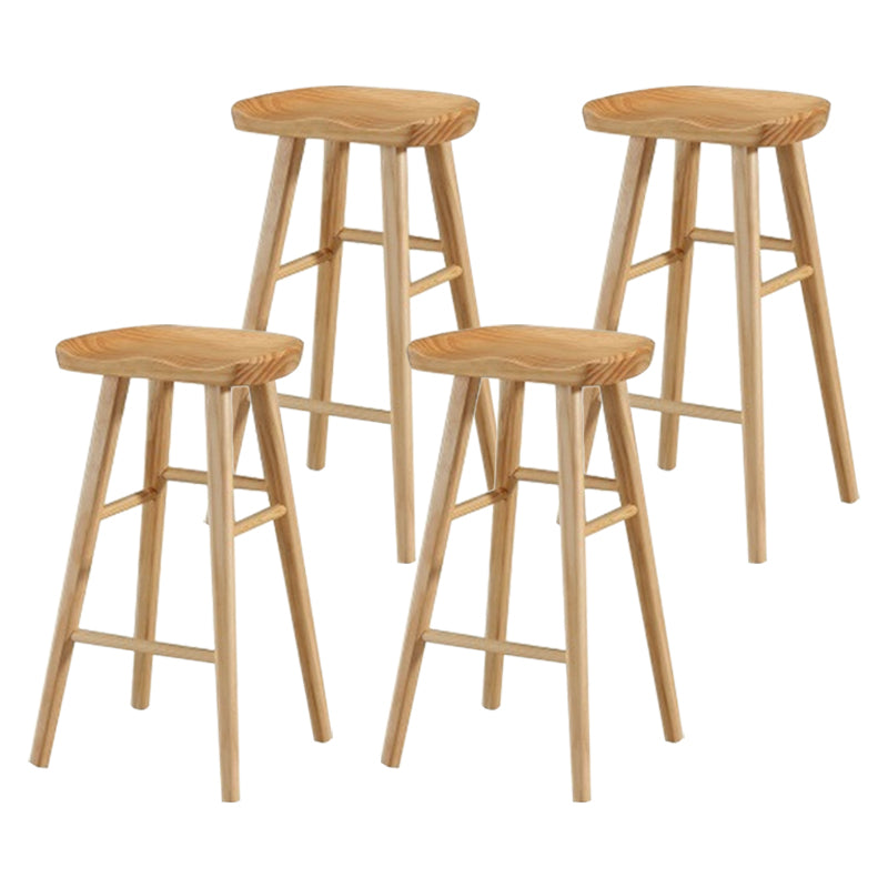 Modern Armless Counter Stool Pine Wood Cafe Bar Stool with Wooden Seat and Pedal Natural 4 Piece Set Bar Stool(30"H) Clearhalo 'Bar Furniture' 'Bar Stools' 'bar_stools' 'furn' 'furn_bar_stools' 'Furniture' 'furniture_bar_stools' 'Kitchen & Dining Furniture' 5018218
