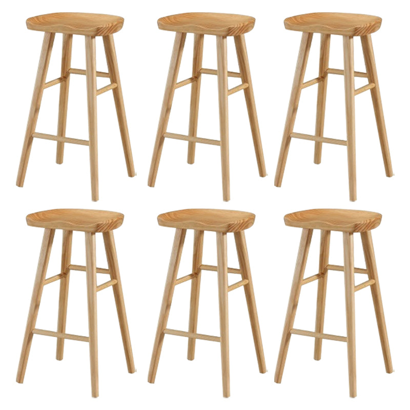 Modern Armless Counter Stool Pine Wood Cafe Bar Stool with Wooden Seat and Pedal Natural 6 Piece Set Bar Stool(30"H) Clearhalo 'Bar Furniture' 'Bar Stools' 'bar_stools' 'furn' 'furn_bar_stools' 'Furniture' 'furniture_bar_stools' 'Kitchen & Dining Furniture' 5018219