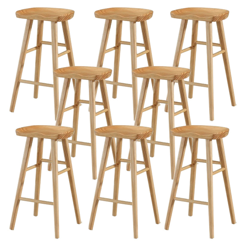 Modern Armless Counter Stool Pine Wood Cafe Bar Stool with Wooden Seat and Pedal Natural 8 Piece Set Bar Stool(30"H) Clearhalo 'Bar Furniture' 'Bar Stools' 'bar_stools' 'furn' 'furn_bar_stools' 'Furniture' 'furniture_bar_stools' 'Kitchen & Dining Furniture' 5018220