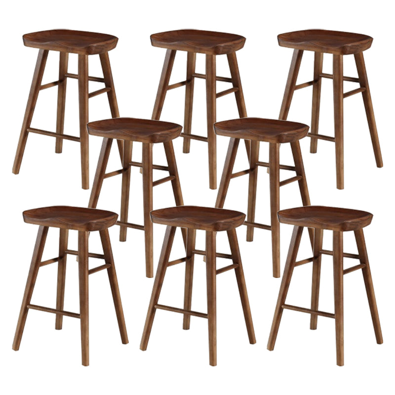 Modern Armless Counter Stool Pine Wood Cafe Bar Stool with Wooden Seat and Pedal Walnut 8 Piece Set Short Stool(22"H) Clearhalo 'Bar Furniture' 'Bar Stools' 'bar_stools' 'furn' 'furn_bar_stools' 'Furniture' 'furniture_bar_stools' 'Kitchen & Dining Furniture' 5018224