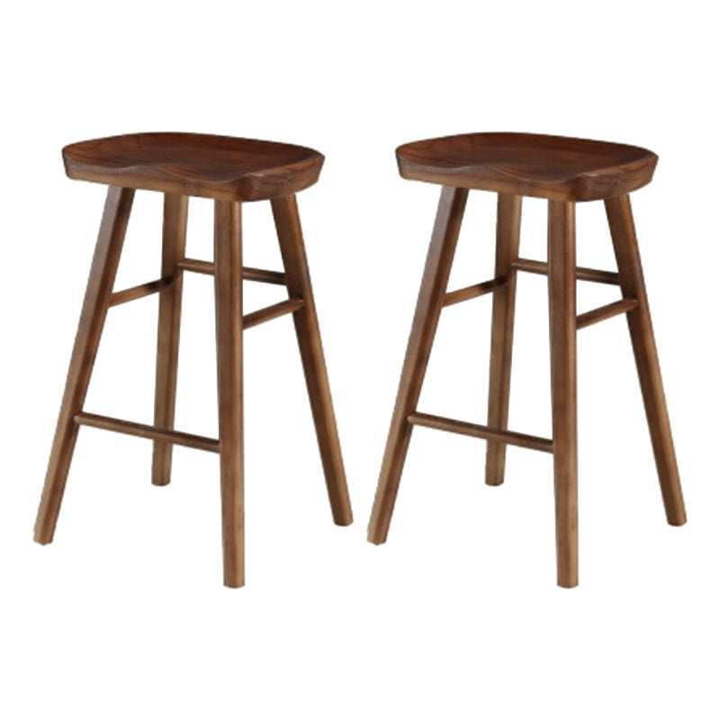 Modern Armless Counter Stool Pine Wood Cafe Bar Stool with Wooden Seat and Pedal Walnut 2 Piece Set Counter Stool(26"H) Clearhalo 'Bar Furniture' 'Bar Stools' 'bar_stools' 'furn' 'furn_bar_stools' 'Furniture' 'furniture_bar_stools' 'Kitchen & Dining Furniture' 5018225