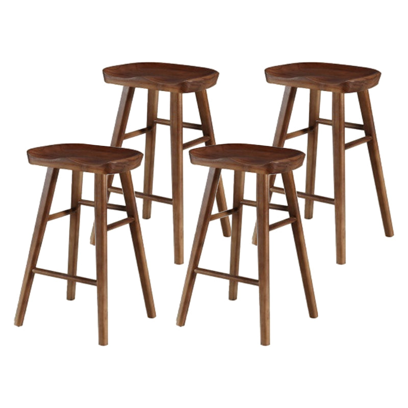 Modern Armless Counter Stool Pine Wood Cafe Bar Stool with Wooden Seat and Pedal Walnut 4 Piece Set Counter Stool(26"H) Clearhalo 'Bar Furniture' 'Bar Stools' 'bar_stools' 'furn' 'furn_bar_stools' 'Furniture' 'furniture_bar_stools' 'Kitchen & Dining Furniture' 5018226