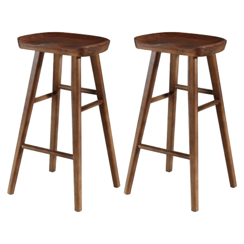 Modern Armless Counter Stool Pine Wood Cafe Bar Stool with Wooden Seat and Pedal Walnut 2 Piece Set Bar Stool(30"H) Clearhalo 'Bar Furniture' 'Bar Stools' 'bar_stools' 'furn' 'furn_bar_stools' 'Furniture' 'furniture_bar_stools' 'Kitchen & Dining Furniture' 5018229