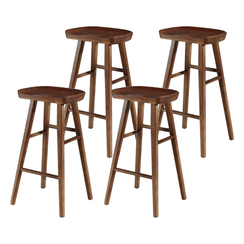Modern Armless Counter Stool Pine Wood Cafe Bar Stool with Wooden Seat and Pedal Walnut 4 Piece Set Bar Stool(30"H) Clearhalo 'Bar Furniture' 'Bar Stools' 'bar_stools' 'furn' 'furn_bar_stools' 'Furniture' 'furniture_bar_stools' 'Kitchen & Dining Furniture' 5018230