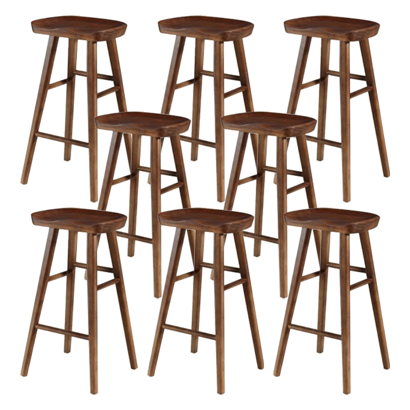Modern Armless Counter Stool Pine Wood Cafe Bar Stool with Wooden Seat and Pedal Walnut 8 Piece Set Bar Stool(30"H) Clearhalo 'Bar Furniture' 'Bar Stools' 'bar_stools' 'furn' 'furn_bar_stools' 'Furniture' 'furniture_bar_stools' 'Kitchen & Dining Furniture' 5018232