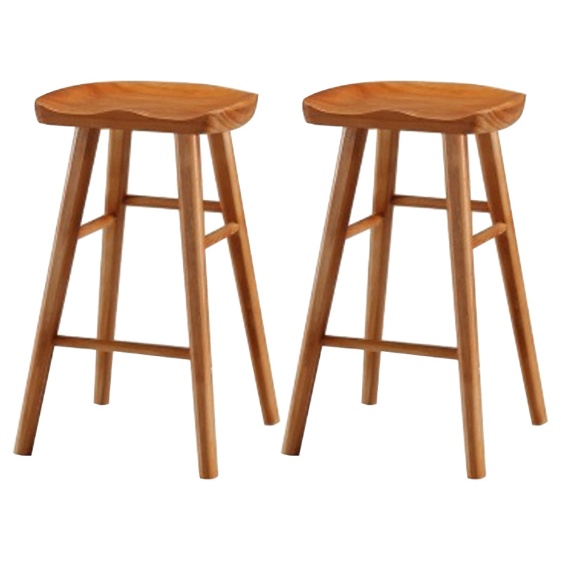 Modern Armless Counter Stool Pine Wood Cafe Bar Stool with Wooden Seat and Pedal Distressed Wood 2 Piece Set Short Stool(22"H) Clearhalo 'Bar Furniture' 'Bar Stools' 'bar_stools' 'furn' 'furn_bar_stools' 'Furniture' 'furniture_bar_stools' 'Kitchen & Dining Furniture' 5018233