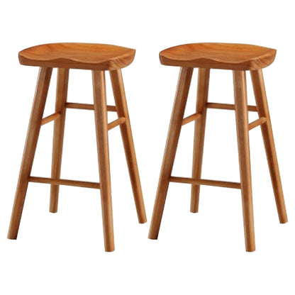 Modern Armless Counter Stool Pine Wood Cafe Bar Stool with Wooden Seat and Pedal Distressed Wood 2 Piece Set Short Stool(22"H) Clearhalo 'Bar Furniture' 'Bar Stools' 'bar_stools' 'furn' 'furn_bar_stools' 'Furniture' 'furniture_bar_stools' 'Kitchen & Dining Furniture' 5018233