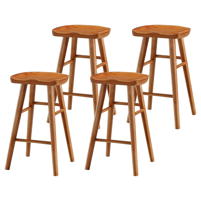 Modern Armless Counter Stool Pine Wood Cafe Bar Stool with Wooden Seat and Pedal Distressed Wood 4 Piece Set Short Stool(22"H) Clearhalo 'Bar Furniture' 'Bar Stools' 'bar_stools' 'furn' 'furn_bar_stools' 'Furniture' 'furniture_bar_stools' 'Kitchen & Dining Furniture' 5018234