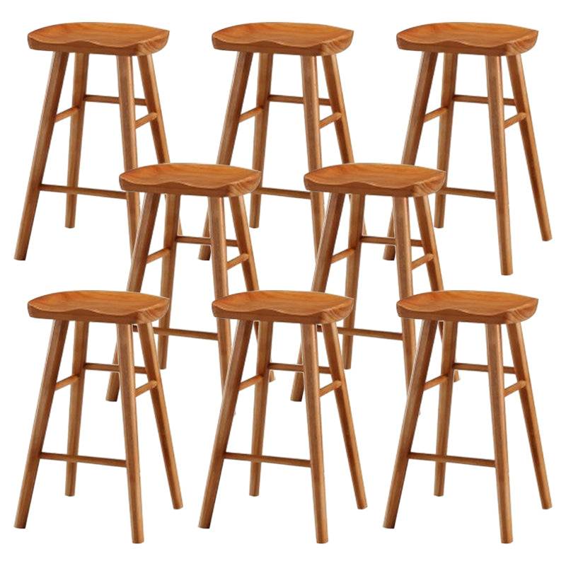 Modern Armless Counter Stool Pine Wood Cafe Bar Stool with Wooden Seat and Pedal Distressed Wood 8 Piece Set Short Stool(22"H) Clearhalo 'Bar Furniture' 'Bar Stools' 'bar_stools' 'furn' 'furn_bar_stools' 'Furniture' 'furniture_bar_stools' 'Kitchen & Dining Furniture' 5018236