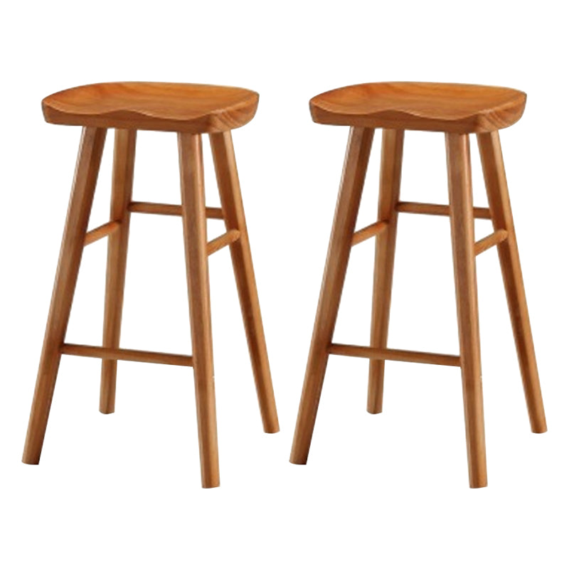 Modern Armless Counter Stool Pine Wood Cafe Bar Stool with Wooden Seat and Pedal Distressed Wood 2 Piece Set Counter Stool(26"H) Clearhalo 'Bar Furniture' 'Bar Stools' 'bar_stools' 'furn' 'furn_bar_stools' 'Furniture' 'furniture_bar_stools' 'Kitchen & Dining Furniture' 5018237