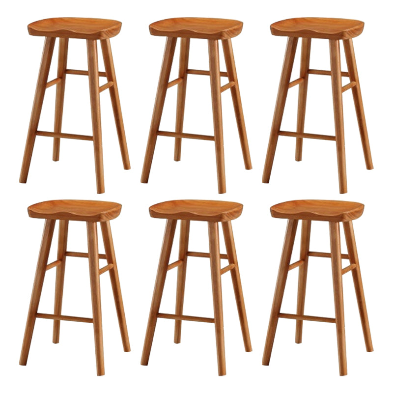 Modern Armless Counter Stool Pine Wood Cafe Bar Stool with Wooden Seat and Pedal Distressed Wood 6 Piece Set Counter Stool(26"H) Clearhalo 'Bar Furniture' 'Bar Stools' 'bar_stools' 'furn' 'furn_bar_stools' 'Furniture' 'furniture_bar_stools' 'Kitchen & Dining Furniture' 5018239