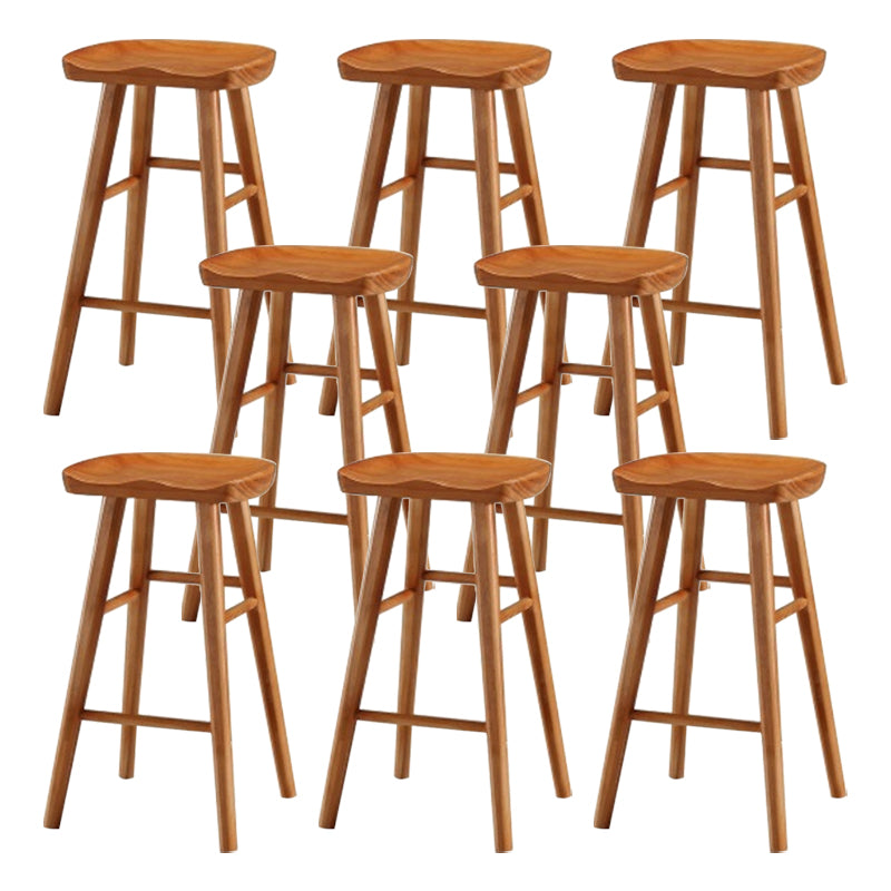 Modern Armless Counter Stool Pine Wood Cafe Bar Stool with Wooden Seat and Pedal Distressed Wood 8 Piece Set Counter Stool(26"H) Clearhalo 'Bar Furniture' 'Bar Stools' 'bar_stools' 'furn' 'furn_bar_stools' 'Furniture' 'furniture_bar_stools' 'Kitchen & Dining Furniture' 5018240