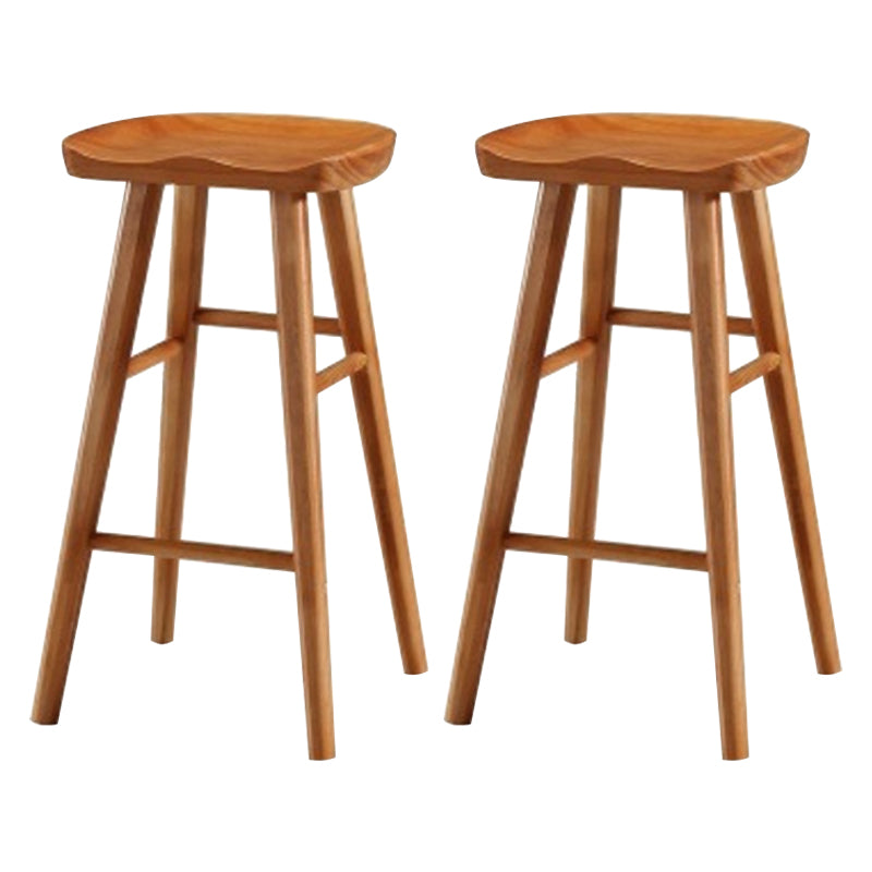 Modern Armless Counter Stool Pine Wood Cafe Bar Stool with Wooden Seat and Pedal Distressed Wood 2 Piece Set Bar Stool(30"H) Clearhalo 'Bar Furniture' 'Bar Stools' 'bar_stools' 'furn' 'furn_bar_stools' 'Furniture' 'furniture_bar_stools' 'Kitchen & Dining Furniture' 5018241