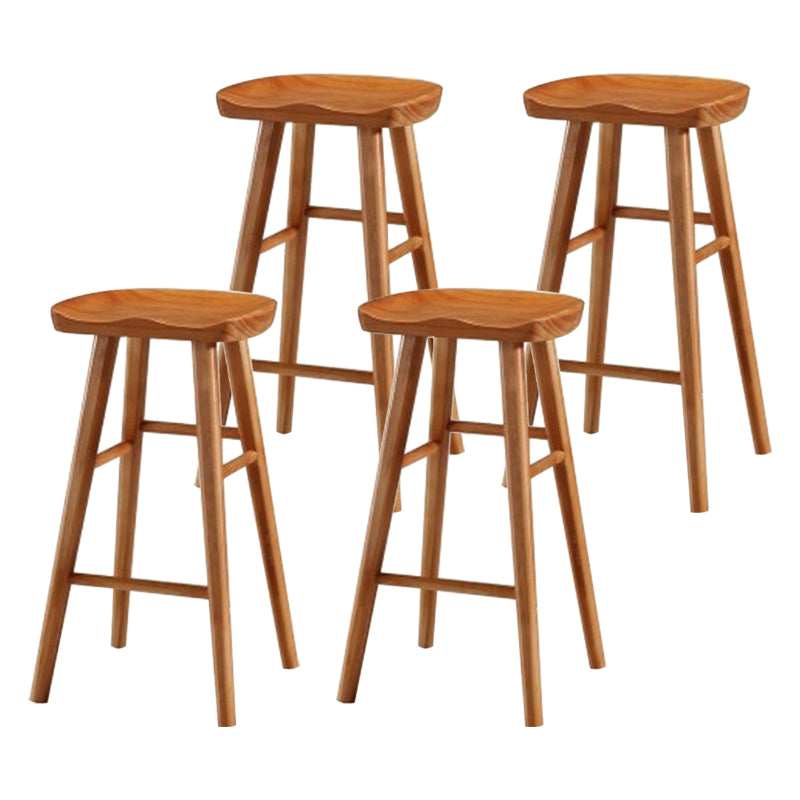 Modern Armless Counter Stool Pine Wood Cafe Bar Stool with Wooden Seat and Pedal Distressed Wood 4 Piece Set Bar Stool(30"H) Clearhalo 'Bar Furniture' 'Bar Stools' 'bar_stools' 'furn' 'furn_bar_stools' 'Furniture' 'furniture_bar_stools' 'Kitchen & Dining Furniture' 5018242