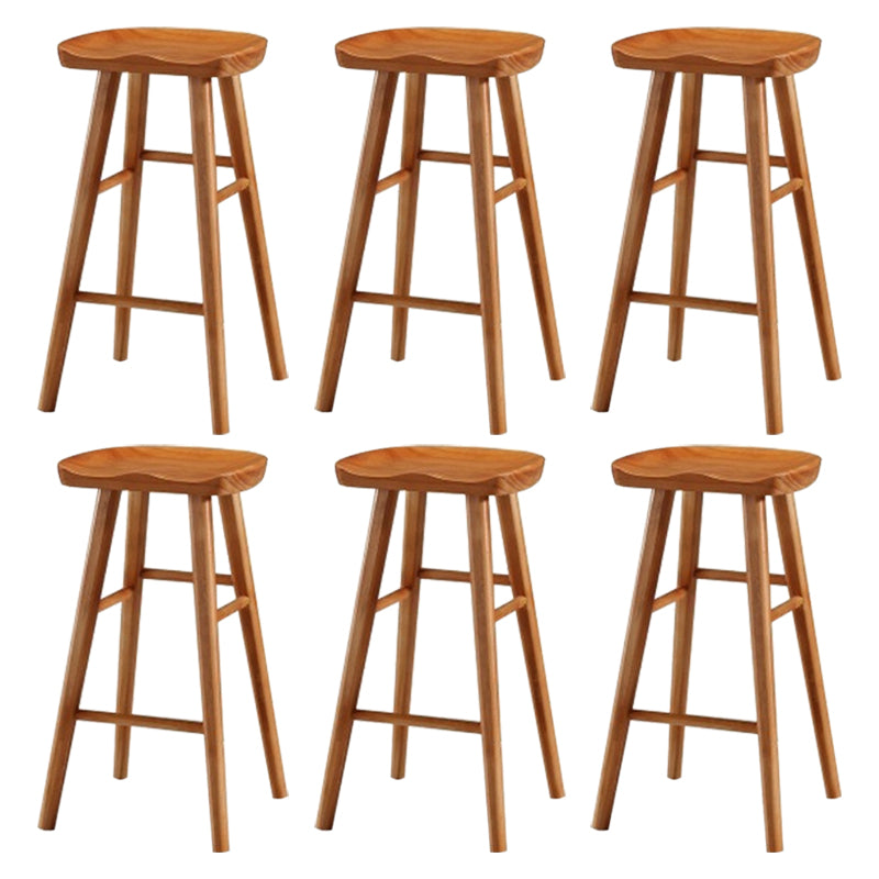Modern Armless Counter Stool Pine Wood Cafe Bar Stool with Wooden Seat and Pedal Distressed Wood 6 Piece Set Bar Stool(30"H) Clearhalo 'Bar Furniture' 'Bar Stools' 'bar_stools' 'furn' 'furn_bar_stools' 'Furniture' 'furniture_bar_stools' 'Kitchen & Dining Furniture' 5018243